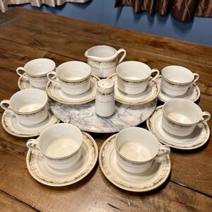 18pc VTG 50s MCM Signature Collection Queen Anne Porcelain Tea Set Sugar Creamer